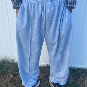 Medium Grey Loose-Fit Sweat pants Wide Leg Baggy Joggers for men - with Pockets